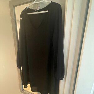 Naif Black Dress with Flared Sleeves